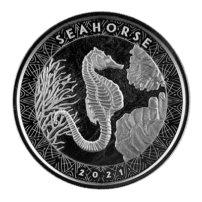 A picture of a 1 oz Samoa Seahorse Silver Coin (2021)